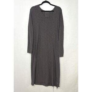 Poetically Correct Gray Garment Dyed Maxi Dress Raw Hem Lagen Indie Minimalist L